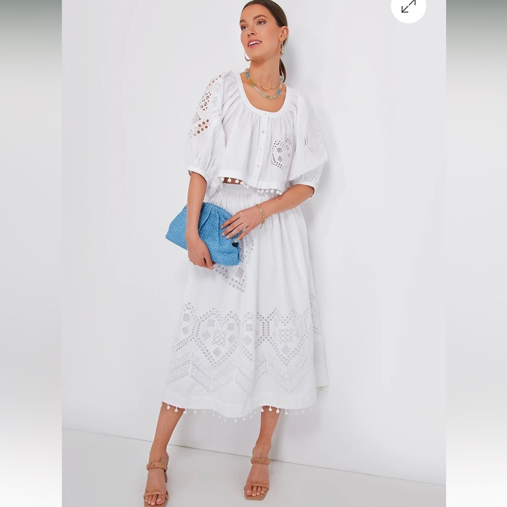 RHODE | White Heart Eyelet Malaya Skirt